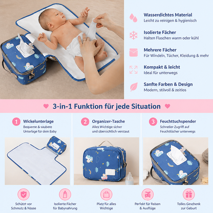 3-in-1 Kinderwagen-Organizer – Wasserdichte Wickeltasche mit isolierten Fächern