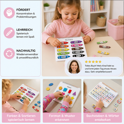 Montessori-Aktivitätsbuch – Wiederverwendbares Lernbuch für Vorschulkinder