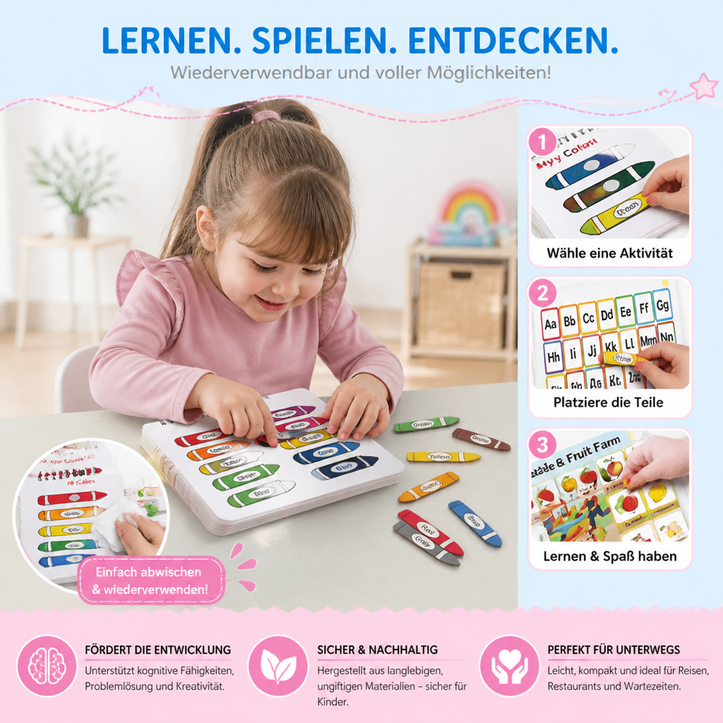 Montessori-Aktivitätsbuch – Wiederverwendbares Lernbuch für Vorschulkinder