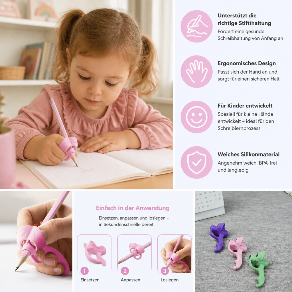 Ergonomische Silikon-Schreibhilfen für Stifte