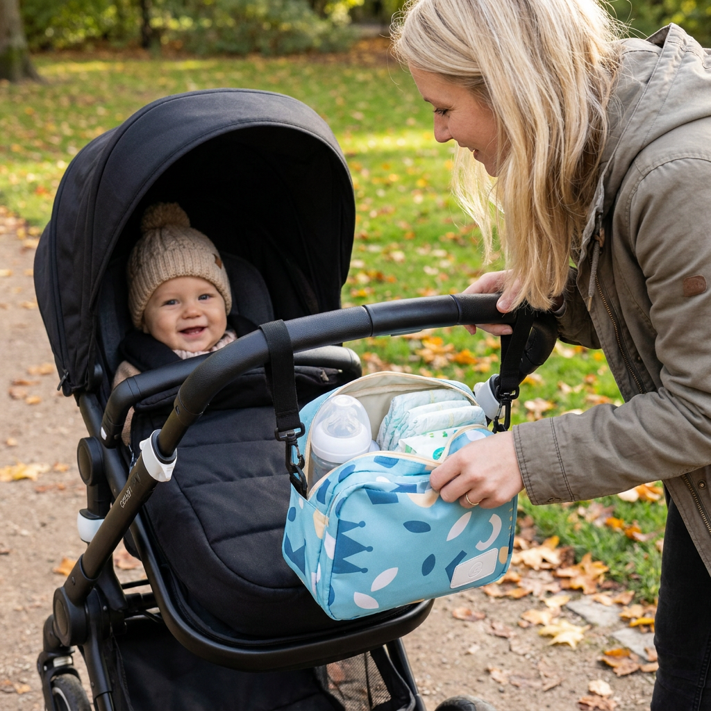 3-in-1 Kinderwagen-Organizer – Wasserdichte Wickeltasche mit isolierten Fächern