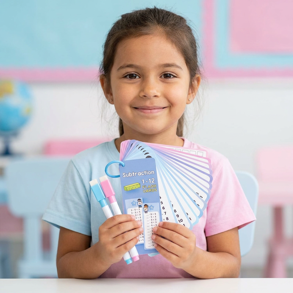 Wiederverwendbare Mathe-Lernkarten für Kinder