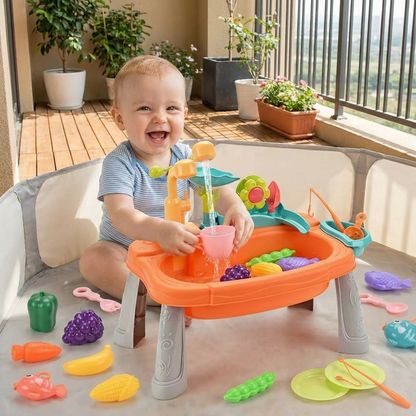 Ergonomisch Erhöhte Kinder-Spielküche mit elektrischer Wasserfunktion