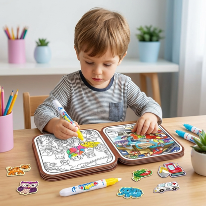 2in1 Magisches Montessori Geschichten Buch zum Malen und Spielen