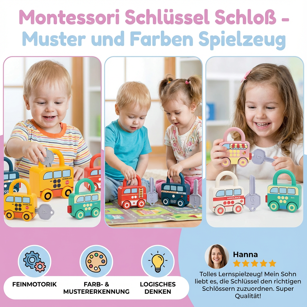 Montessori Schlüssel Schloß - Muster und Farben Spielzeug
