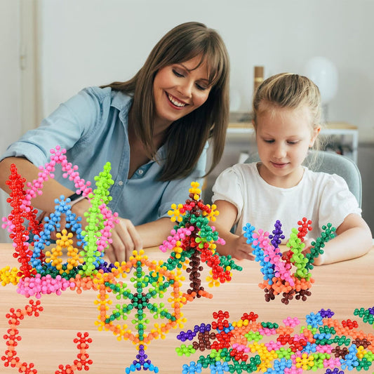 Kreative Montessori Schneeflocken Bausteine
