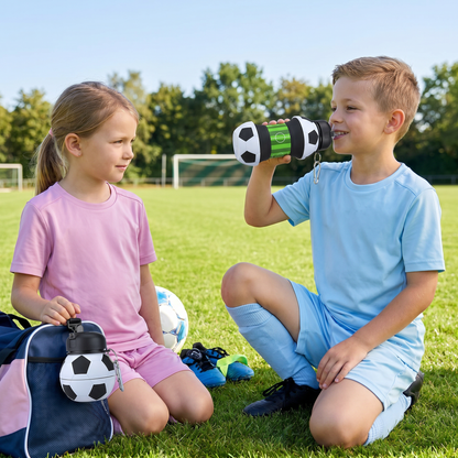 Faltbare und strapazierfähige Fußball-Trinkflasche aus Silikon