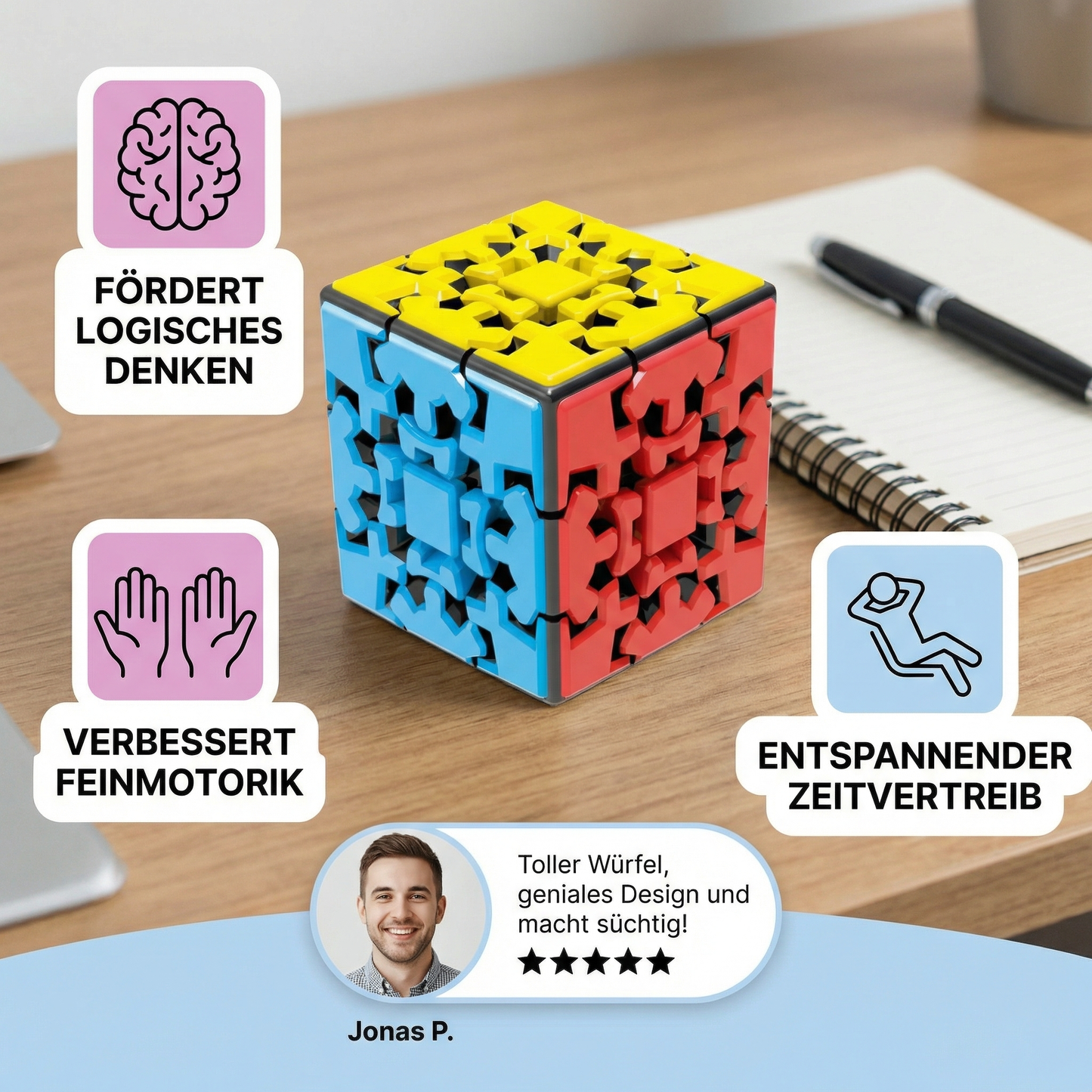 Zahnrad-Zauberwürfel 3×3×3 – Mechanisches Logikspiel