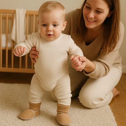 Gefütterte Baby Winter Socken Schuhe in Wildleder Optik
