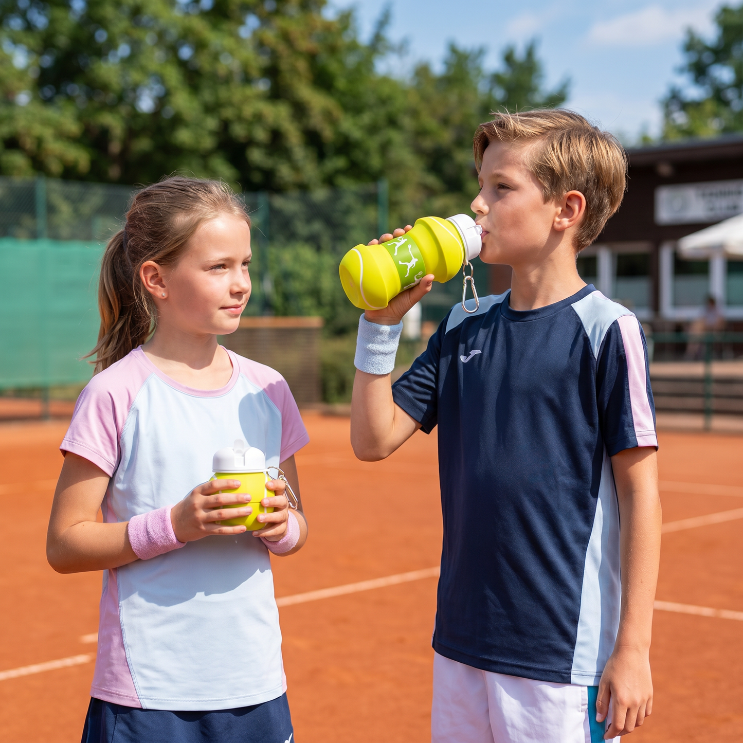Faltbare und strapazierfähige Fußball-Trinkflasche aus Silikon