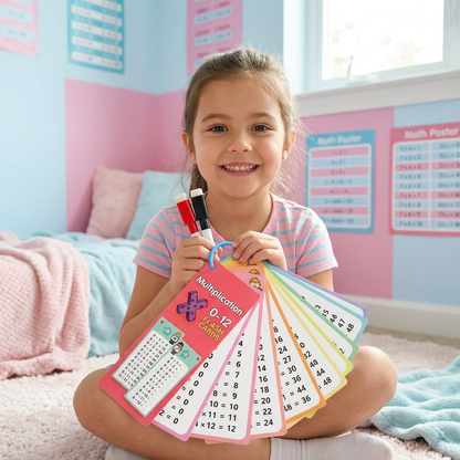 Wiederverwendbare Mathe-Lernkarten für Kinder