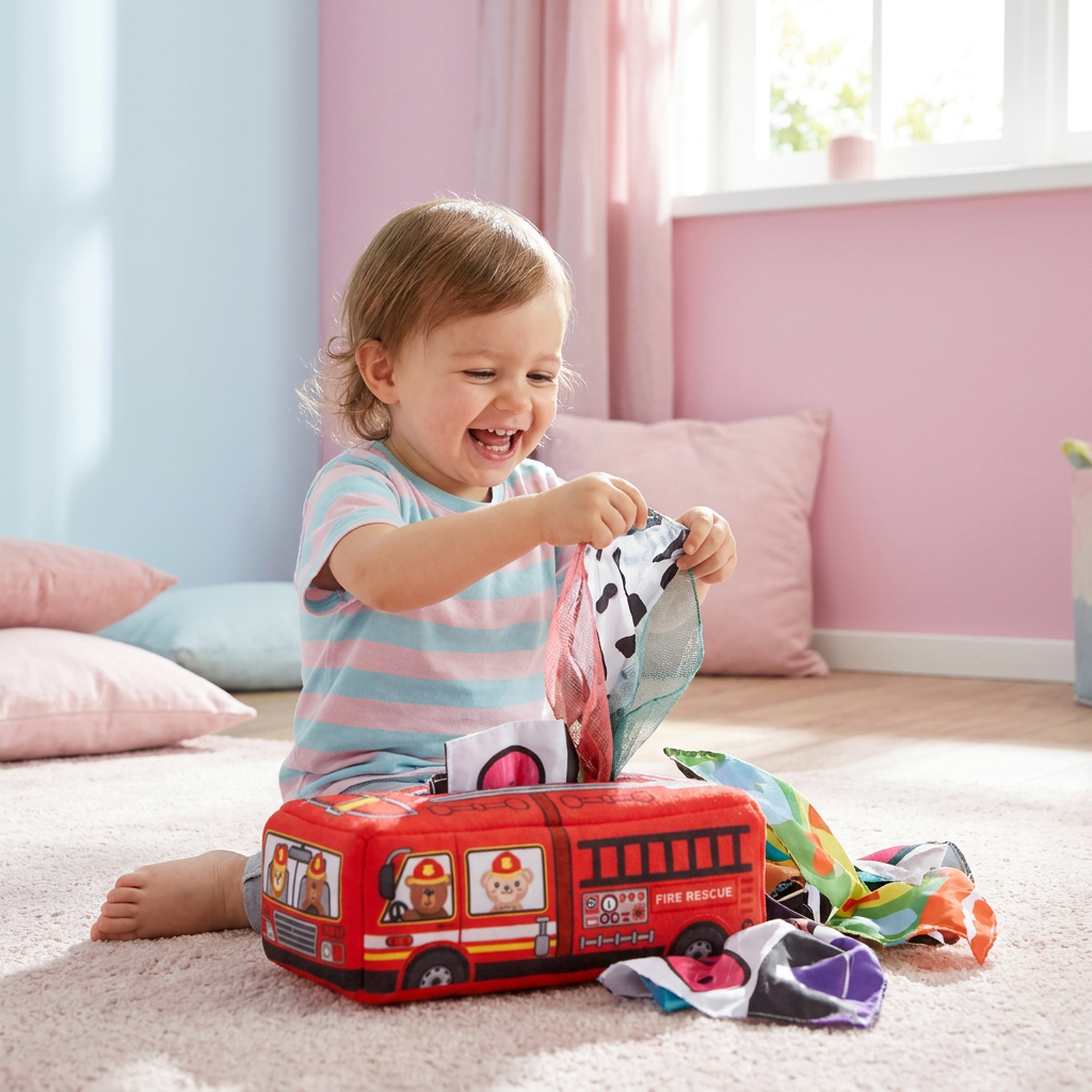 Montessori Zauber-Taschentuchbox – Sensorisches Lernspielzeug für Babys