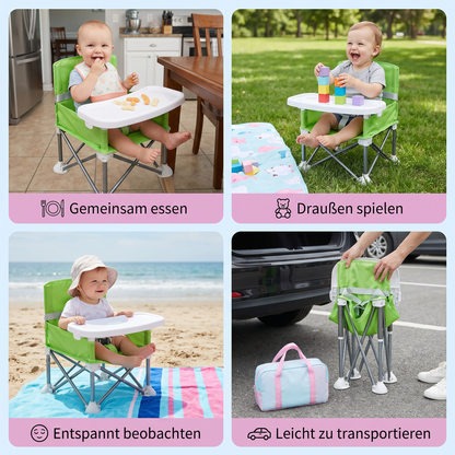 Faltbarer Baby Campingstuhl mit Tablett für Unterwegs