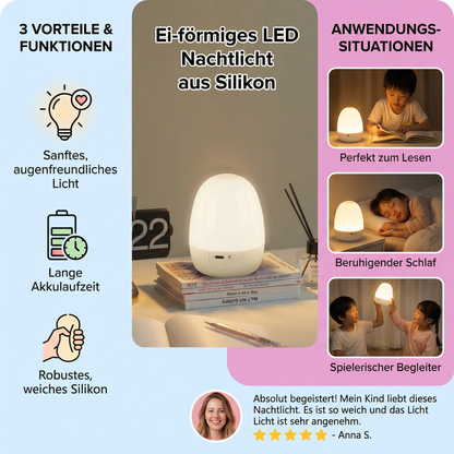 Ei-förmiges LED Nachtlicht aus Silikon