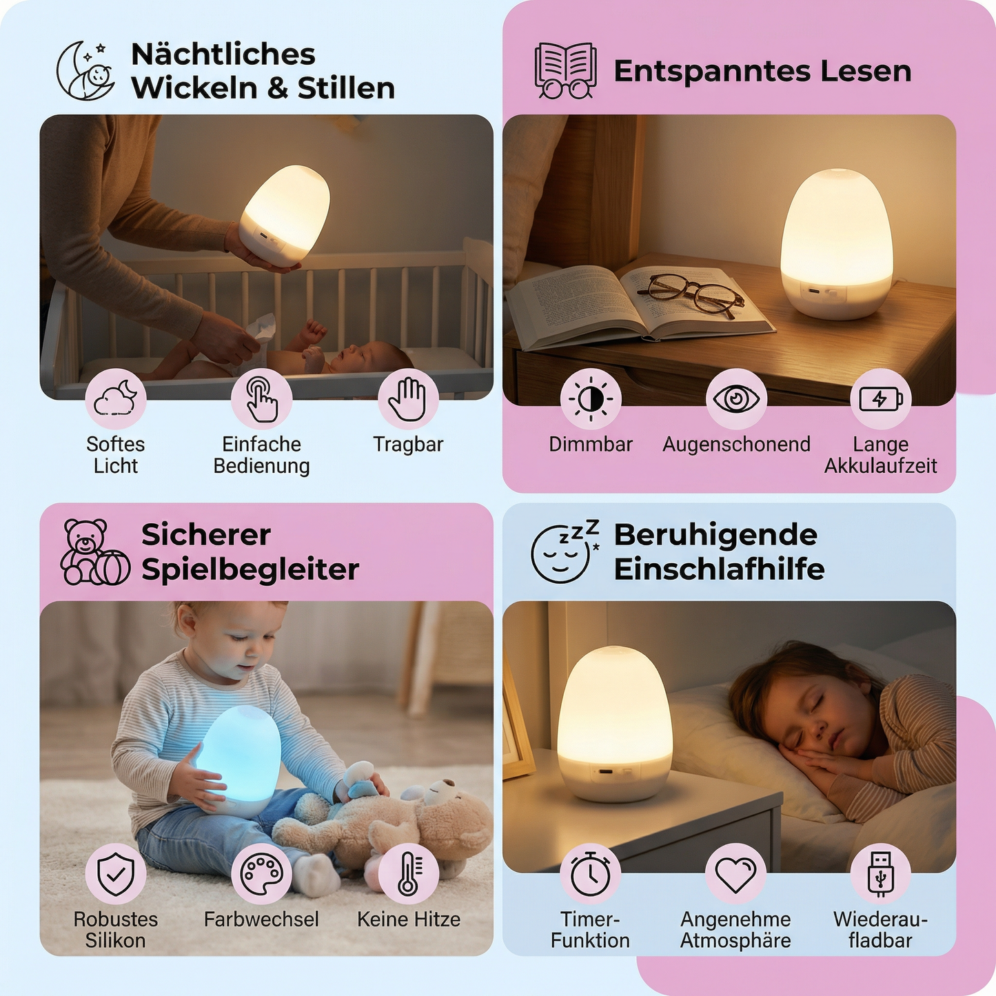 Ei-förmiges LED Nachtlicht aus Silikon