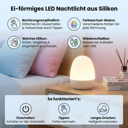 Ei-förmiges LED Nachtlicht aus Silikon