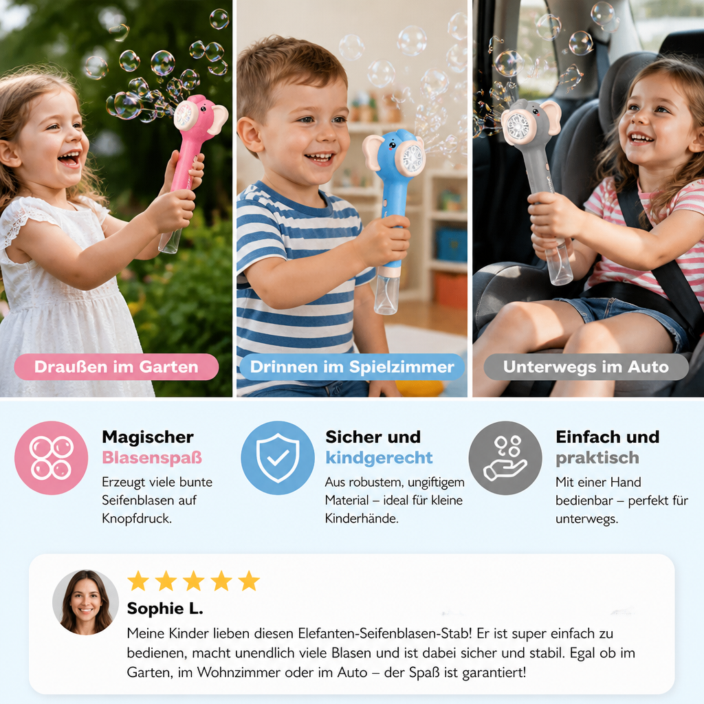 Elefanten-Seifenblasen-Stab-Spielzeug