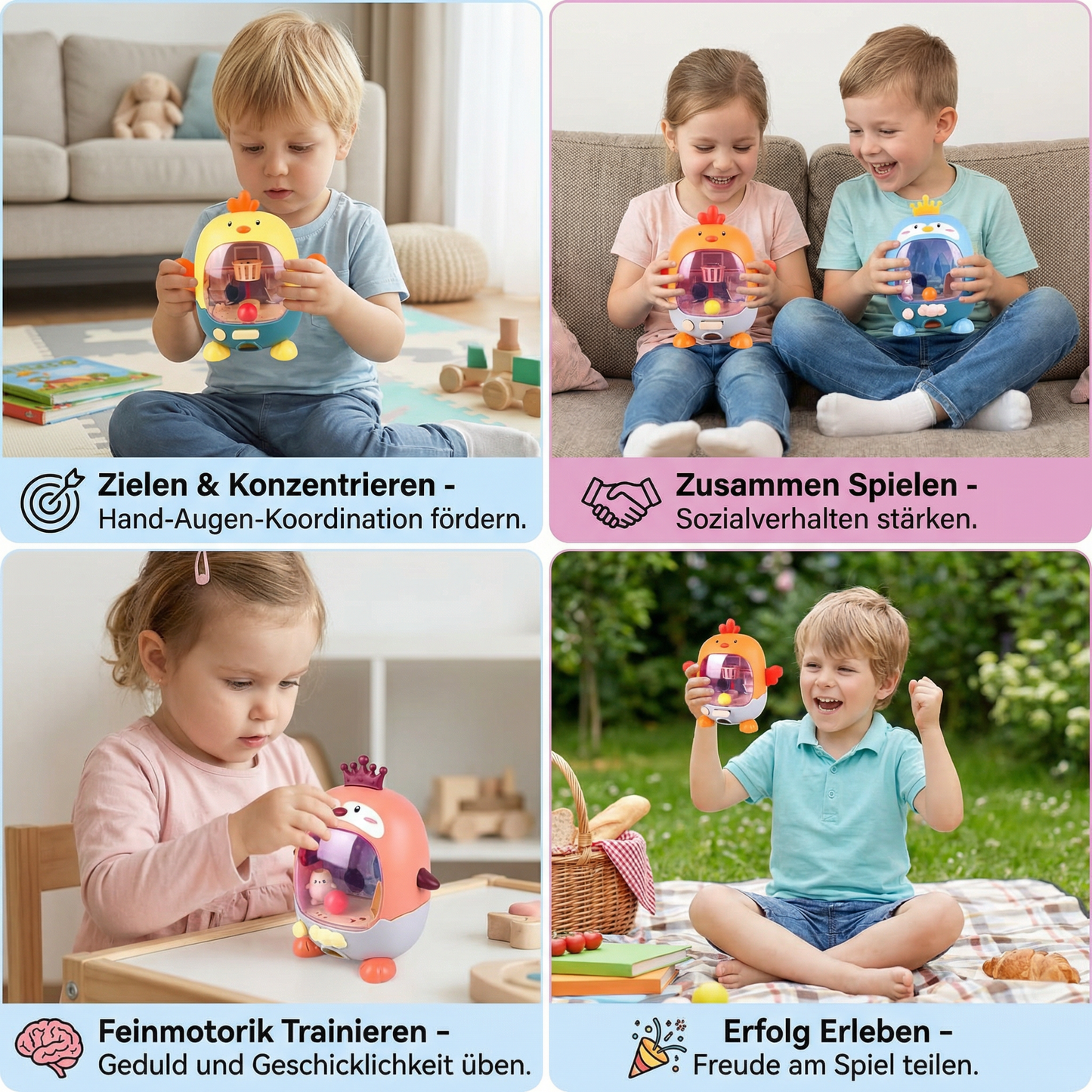 Interaktives Huhn Ballspiel für Kinder – Zielen, Schießen & Treffen Lernspiel