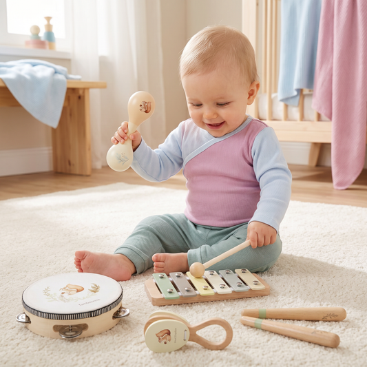 Montessori Holz-Musikinstrumente Set für Babys - Sensorisches & Musikalisches Lernspielzeug