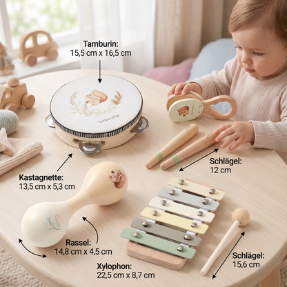 Montessori Holz-Musikinstrumente Set für Babys - Sensorisches & Musikalisches Lernspielzeug